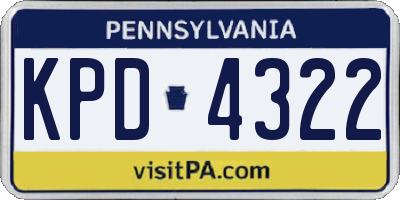 PA license plate KPD4322