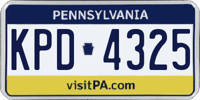 PA license plate KPD4325