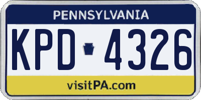 PA license plate KPD4326