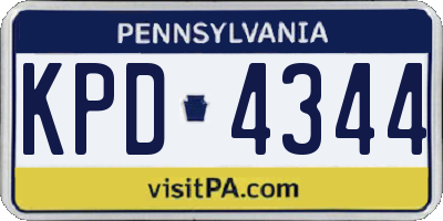 PA license plate KPD4344