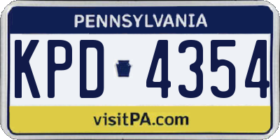 PA license plate KPD4354