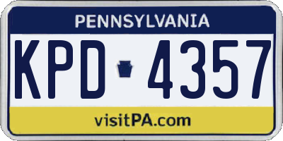 PA license plate KPD4357