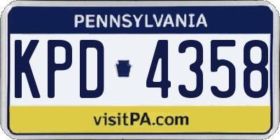 PA license plate KPD4358