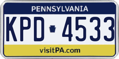 PA license plate KPD4533
