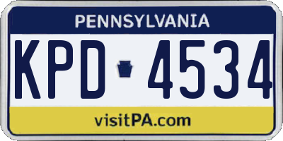 PA license plate KPD4534