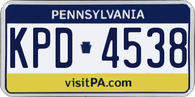 PA license plate KPD4538