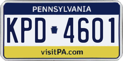 PA license plate KPD4601