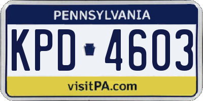 PA license plate KPD4603