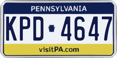 PA license plate KPD4647