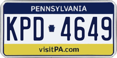 PA license plate KPD4649