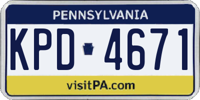 PA license plate KPD4671