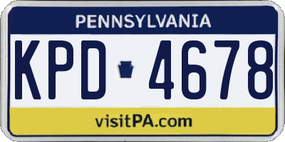 PA license plate KPD4678