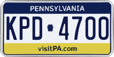 PA license plate KPD4700