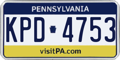 PA license plate KPD4753