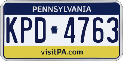 PA license plate KPD4763