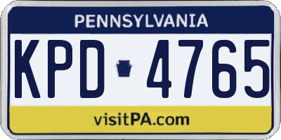 PA license plate KPD4765