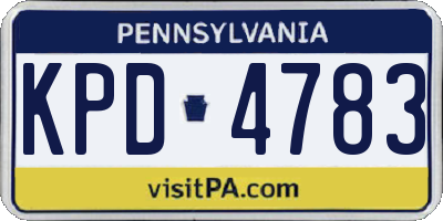 PA license plate KPD4783