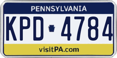 PA license plate KPD4784