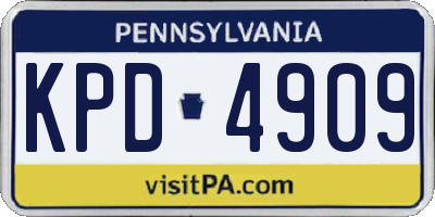 PA license plate KPD4909
