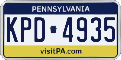 PA license plate KPD4935
