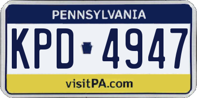 PA license plate KPD4947