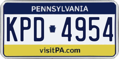 PA license plate KPD4954