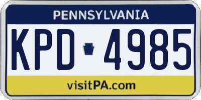 PA license plate KPD4985