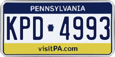 PA license plate KPD4993
