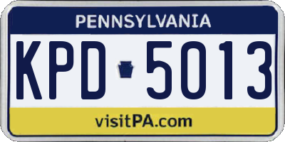 PA license plate KPD5013
