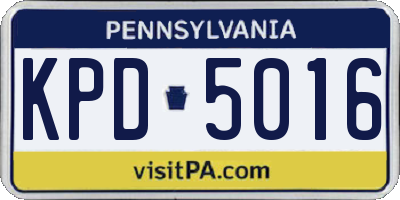 PA license plate KPD5016