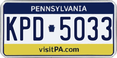 PA license plate KPD5033