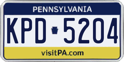 PA license plate KPD5204