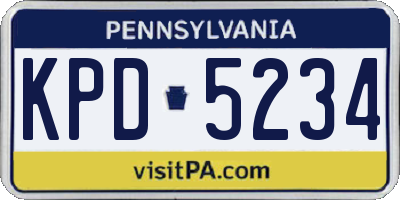 PA license plate KPD5234