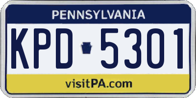 PA license plate KPD5301