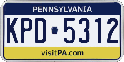 PA license plate KPD5312