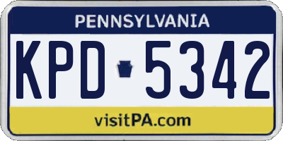 PA license plate KPD5342