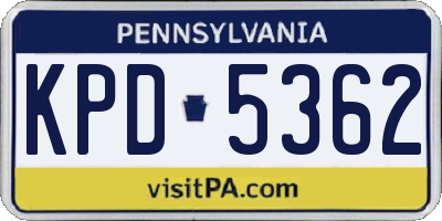 PA license plate KPD5362