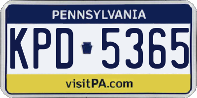 PA license plate KPD5365