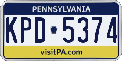 PA license plate KPD5374