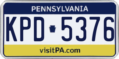 PA license plate KPD5376