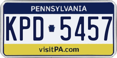 PA license plate KPD5457