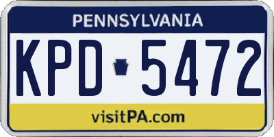 PA license plate KPD5472