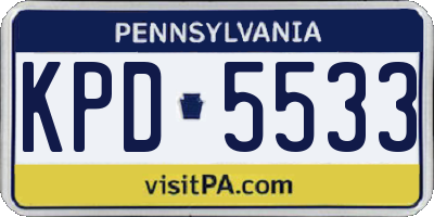 PA license plate KPD5533