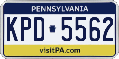 PA license plate KPD5562