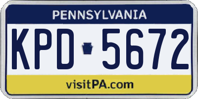 PA license plate KPD5672