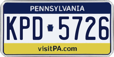 PA license plate KPD5726