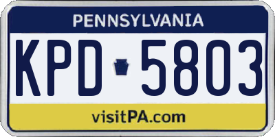 PA license plate KPD5803