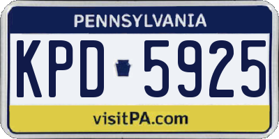 PA license plate KPD5925
