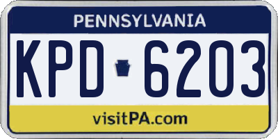 PA license plate KPD6203