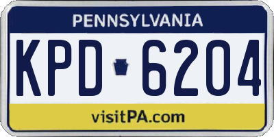 PA license plate KPD6204